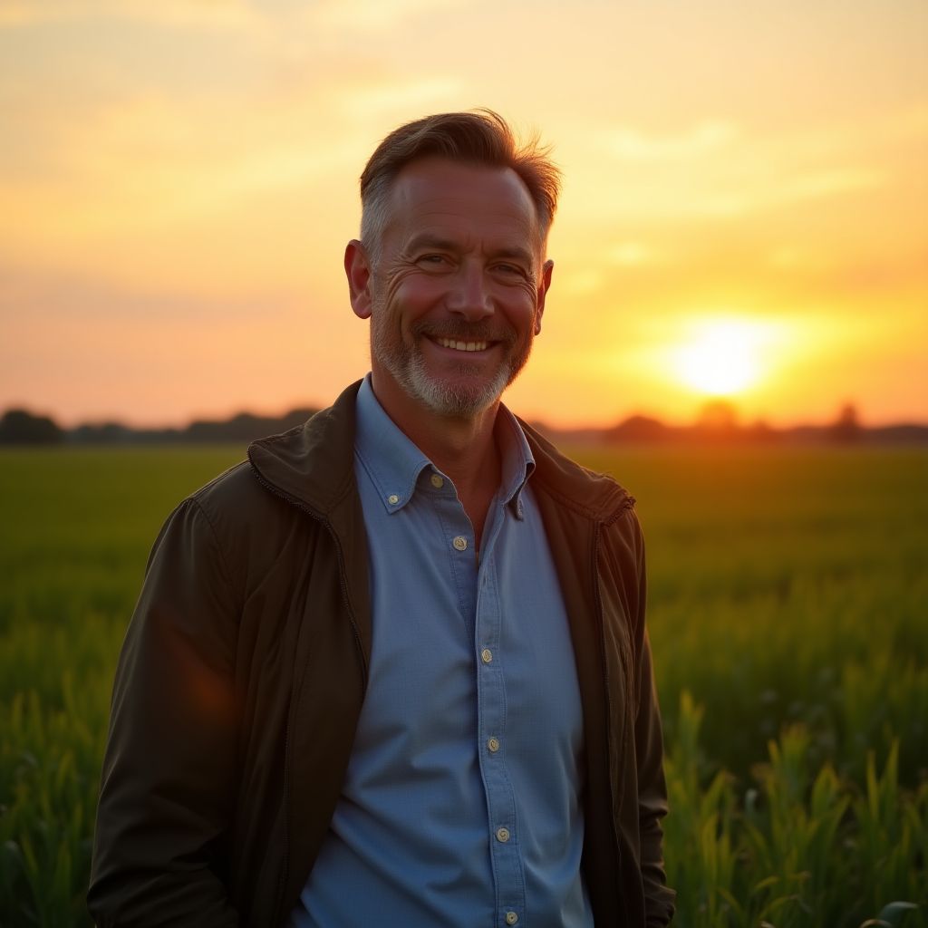 Dueño de una empresa agrícola en sus campos.