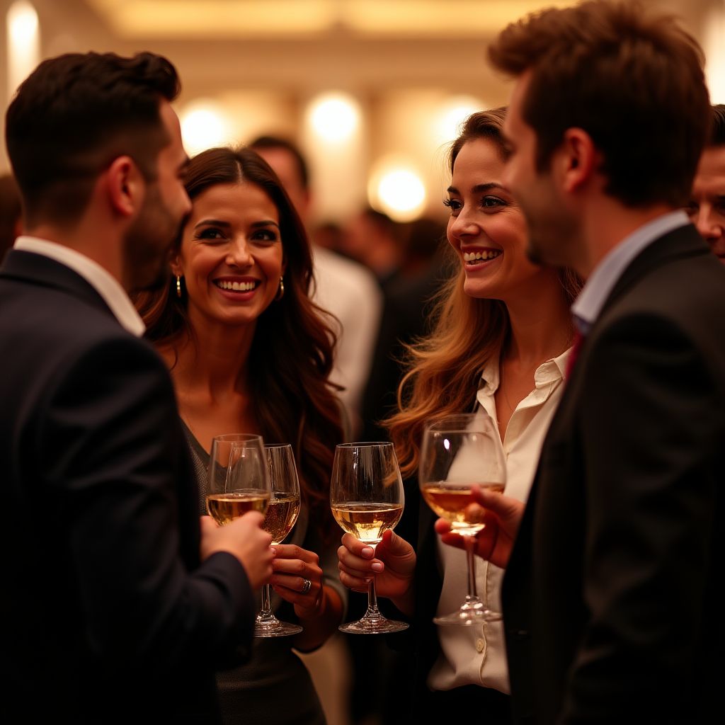 Personas en un evento de networking financiero.
